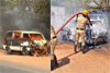 Ullal: Moving Omni car catches fire on NH-66 at Kotekar Adka; driver escapes unhurt